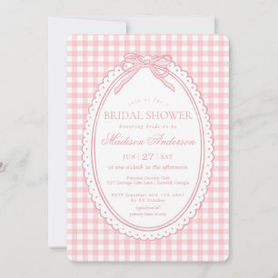 Invitación Coqueta de Gingham Rosa para Despedida de Soltera 