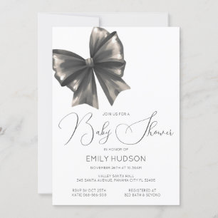 Invitación Coqueta de Lazo Negro Editable