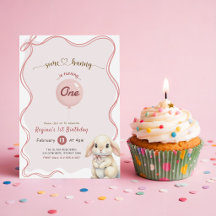 Coqueta de lazo rosa Algún conejito Cumpleaños núm
