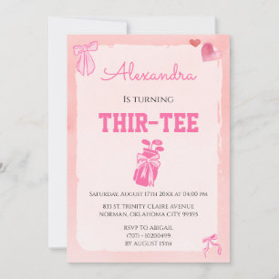 Invitación Coqueta de lazo rosa Golf Cumpleaños 30