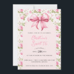 Invitación Coqueta de vaca rosa dulce 16<br><div class="desc">Esta hermosa invitación a los dulces 16 años tiene un arco rosado. Alrededor del borde hay un rosa de cabaña rosa. Puede personalizar con todos los detalles de su evento especial. En la parte trasera hay una estampada de enrejado rosa de huerto.</div>