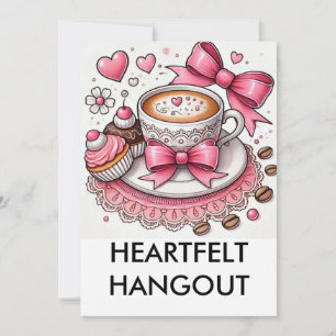 Invitación Coqueta floral taza de café corazones Valntine fie