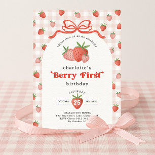 Invitación Coqueta Fresa Fruta Primera 1ra Cumpleaños