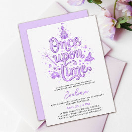 Invitación Coqueta Pastel Morado Princesa Cuento de Hadas Cas