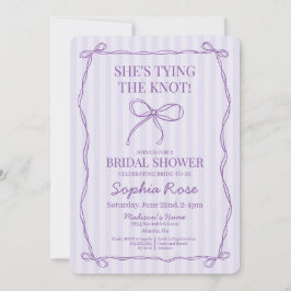 Invitación Coqueta púrpura dobla atando la ducha nupcial