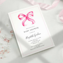 Coqueta rosa Bow Baby Shower Elegant Minimal