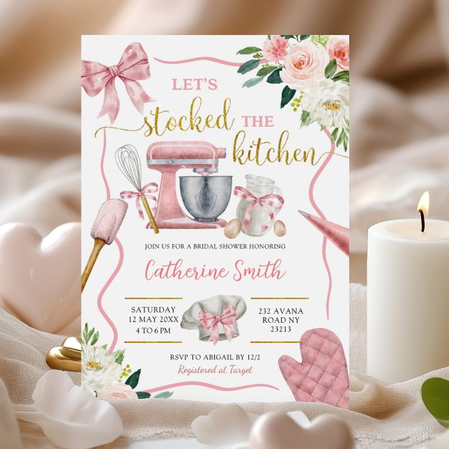 Invitación Coqueta rosa: la ducha de la novia en la cocina (Subido por el creador)