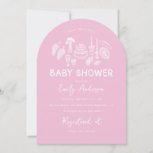 Invitación Coqueta rosa moderna ducha de bebé de mano