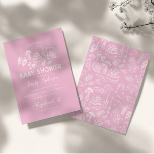 Invitación Coqueta rosa moderna ducha de bebé de mano