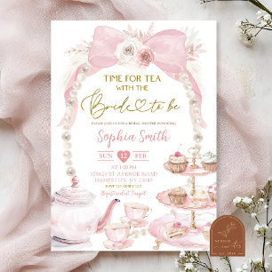 Invitación Coqueta rosa para la novia del té