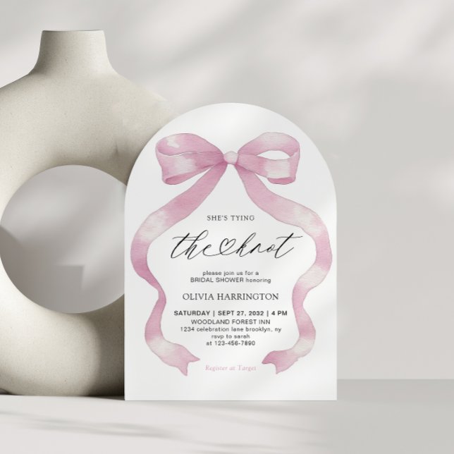 Invitación Coqueta rosa que está atando la ducha nupcial (Subido por el creador)