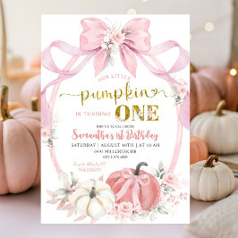 Invitación Coqueta rosa Rubor Pequeño Chica de calabaza Cumpl
