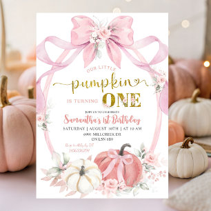 Invitación Coqueta rosa Rubor Pequeño Chica de calabaza Cumpl