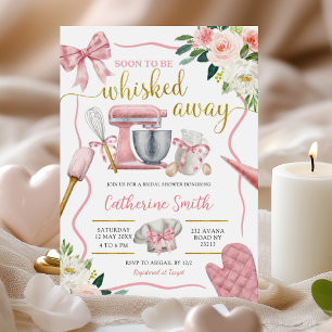 Invitación Coqueta rosa sacudida de la ducha de novia