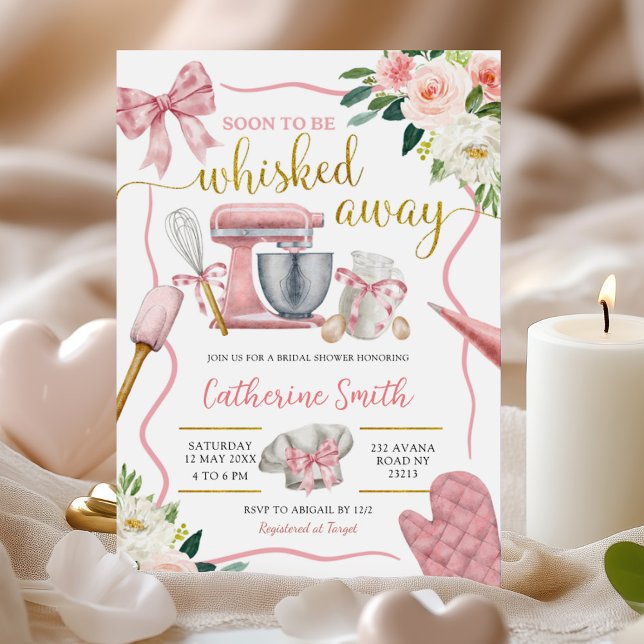 Invitación Coqueta rosa sacudida de la ducha de novia (Subido por el creador)