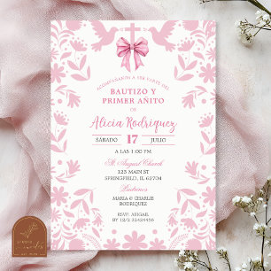 Invitación Coqueta Rosa Talavera Cielito Lindo Bautizo 