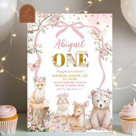 Invitación Coqueta Rubor Rosa Animales del bosque de primaver