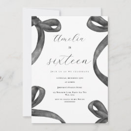 Invitación Coquette 16º Chica de cumpleaños Black Bow 18º 21º