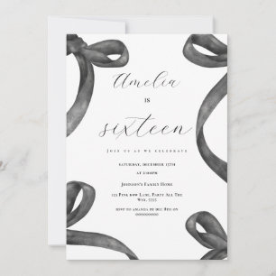 Invitación Coquette 16º Chica de cumpleaños Black Bow 18º 21º