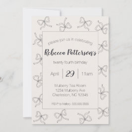 Invitación Coquette Aesthetic Black Bow Cute Feminine Fiesta