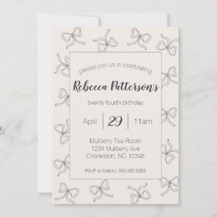 Invitación Coquette Aesthetic Black Bow Cute Feminine Fiesta