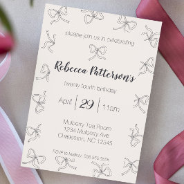 Invitación Coquette Aesthetic Black Bow Cute Feminine Fiesta