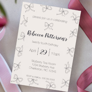 Invitación Coquette Aesthetic Black Bow Cute Feminine Fiesta