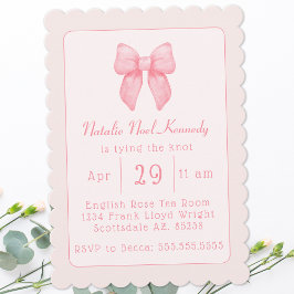 Invitación Coquette Aesthetic Bridal Shower Cudo Bow Rosa