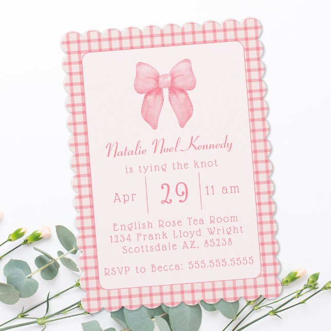 Invitación Coquette Aesthetic Bridal Shower Cudo Bow Rosa (Subido por el creador)
