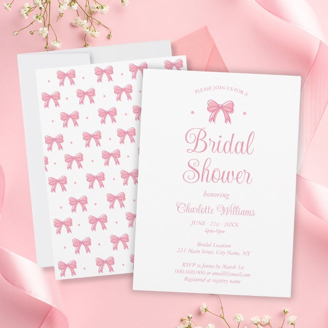 Invitación Coquette Aesthetic Pink Bow Bridal Shower (Coquette Aesthetic Pink Bow Bridal Shower Invitation
)