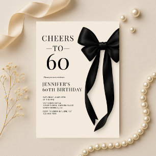 Invitación Coquette Arco Negro Cumpleaños 60