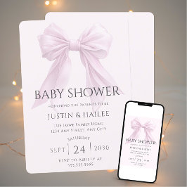 Invitación Coquette Baby Shower, Chica de plegado rosado edit