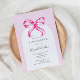 Invitación Coquette Baby Shower Elegant De Bow Rosado