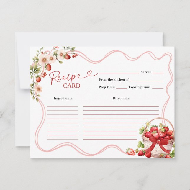 Invitación Coquette Berry en Love Bridal Shower Recipe Card (Anverso)