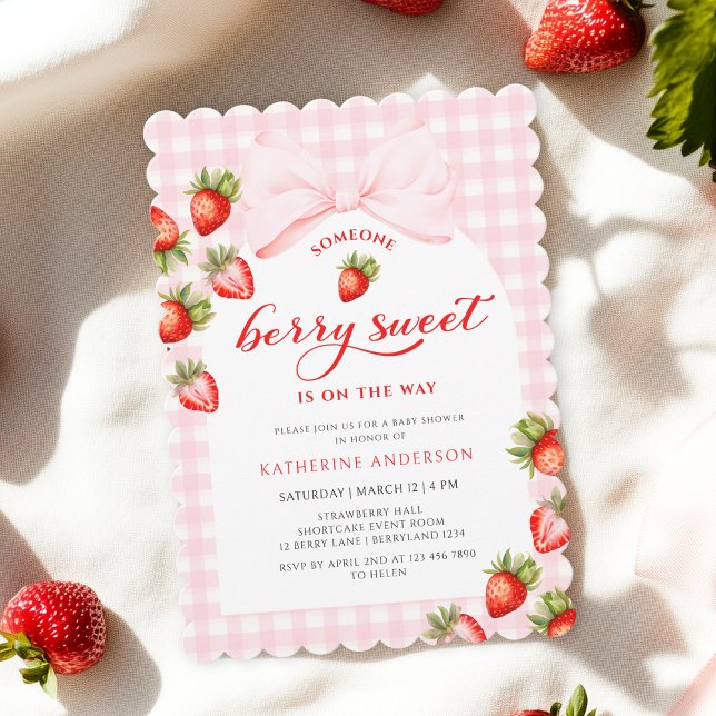 Invitación Coquette Berry Sweet Strawberry Baby Shower (Subido por el creador)