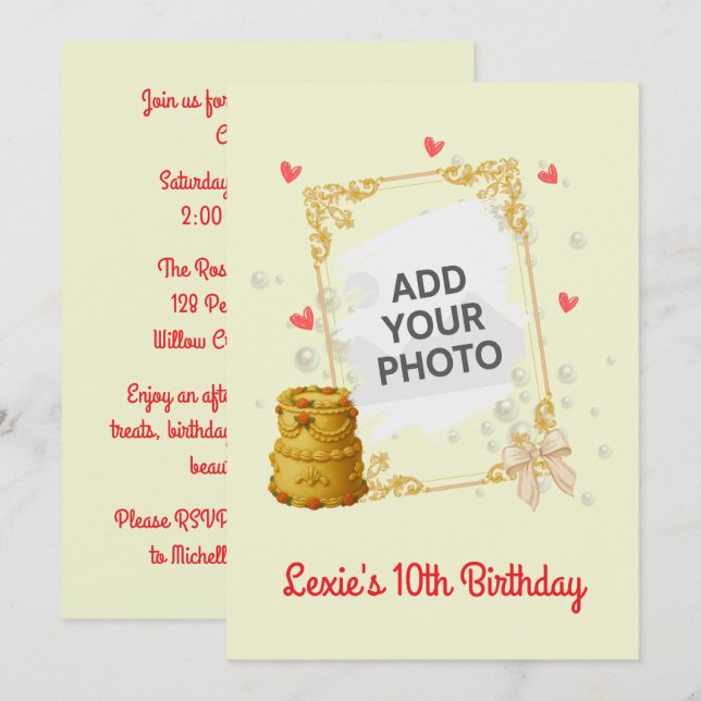 Invitación Coquette Birthday Invitation (Anverso / Reverso)
