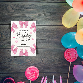 Invitación Coquette Birthday Invitation, Pink Bow Aesthetic