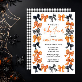 Invitación Coquette Black de Halloween | Naranja Bows Baby Sh