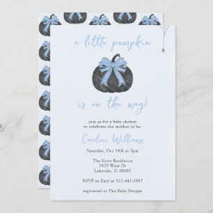 Invitación Coquette Blue Bow Un Pequeño Calabaza Cae Hallowee