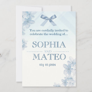 Invitación Coquette Blue Watercolor Floral Wedding Invitation