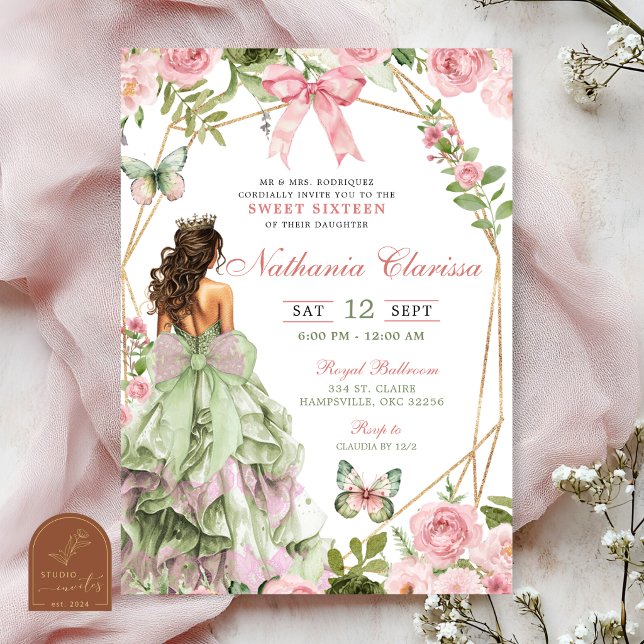 Invitación Coquette Bosque Encantado Sage Rubor Rosa Dulce 16 (Subido por el creador)