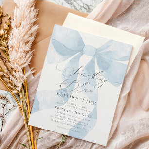 Invitación Coquette Bow Algo De Ducha Azul Británica