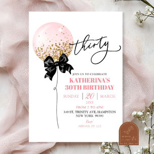 Invitación Coquette Bow Balón rosa Adulto Cumpleaños