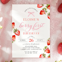 Coquette Bow Berry primer cumpleaños de fresa