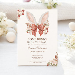 Invitación Coquette Bow Boho Bunny Ears Easter Baby Shower