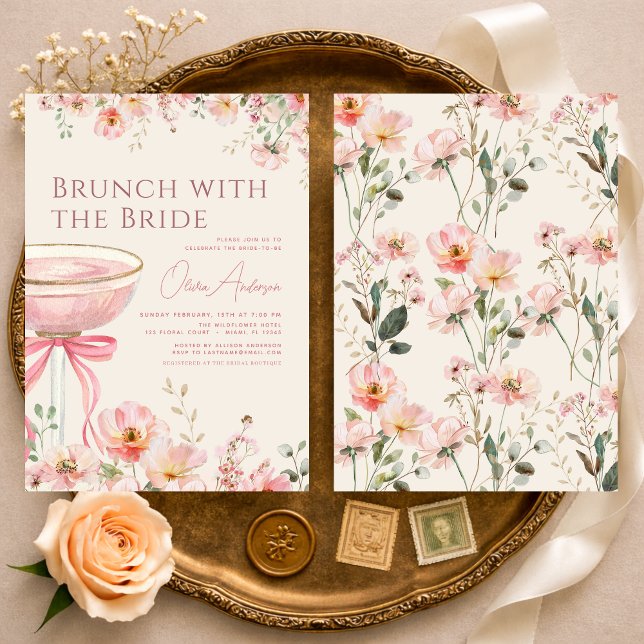 Invitación Coquette Bow Brunch with The Bride Bridal Shower (Subido por el creador)