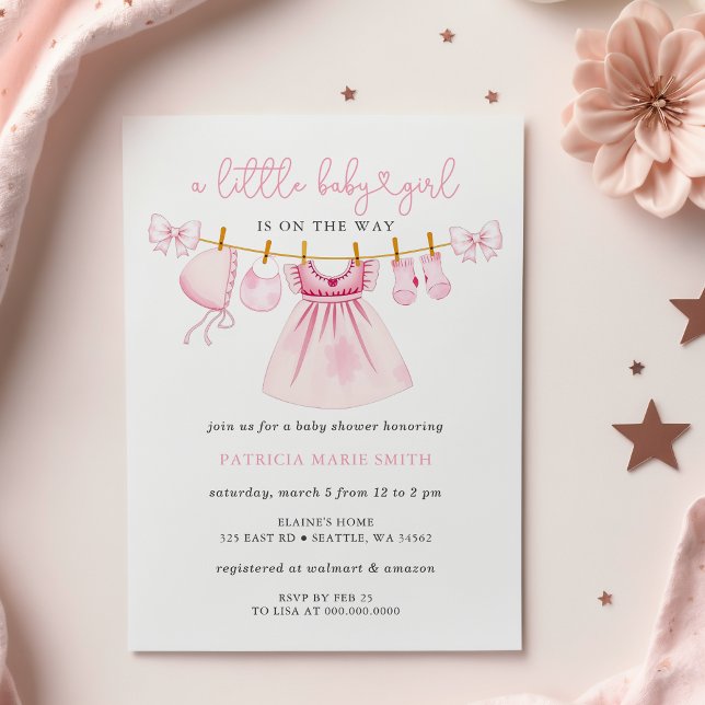 Invitación Coquette Bow Chica Baby Shower (Pink Baby Girl Baby Shower Invitations)