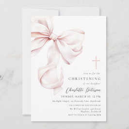 Invitación Coquette Bow Christening Invitation