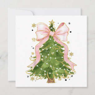 Invitación Coquette Bow Christmas Tree Holiday Outfit W