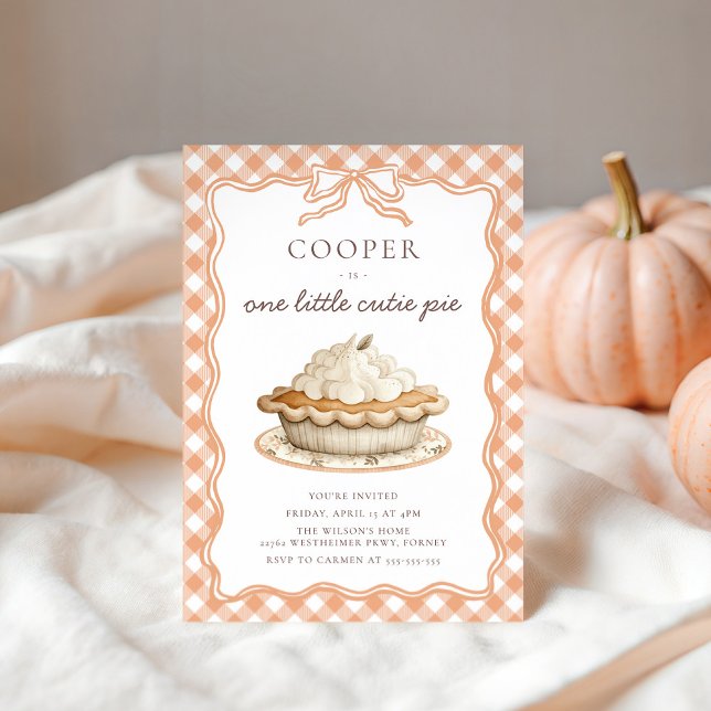 Invitación Coquette Bow Cutie Pie 1º cumpleaños (Subido por el creador)